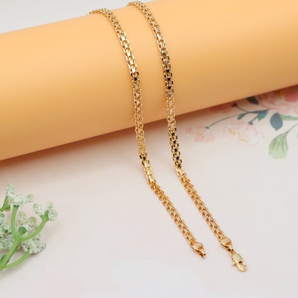 "Classic Rose Gold Flat Link Chain Necklace for Everyday Elegance, XPNL0166 - Picture 12 of 12
